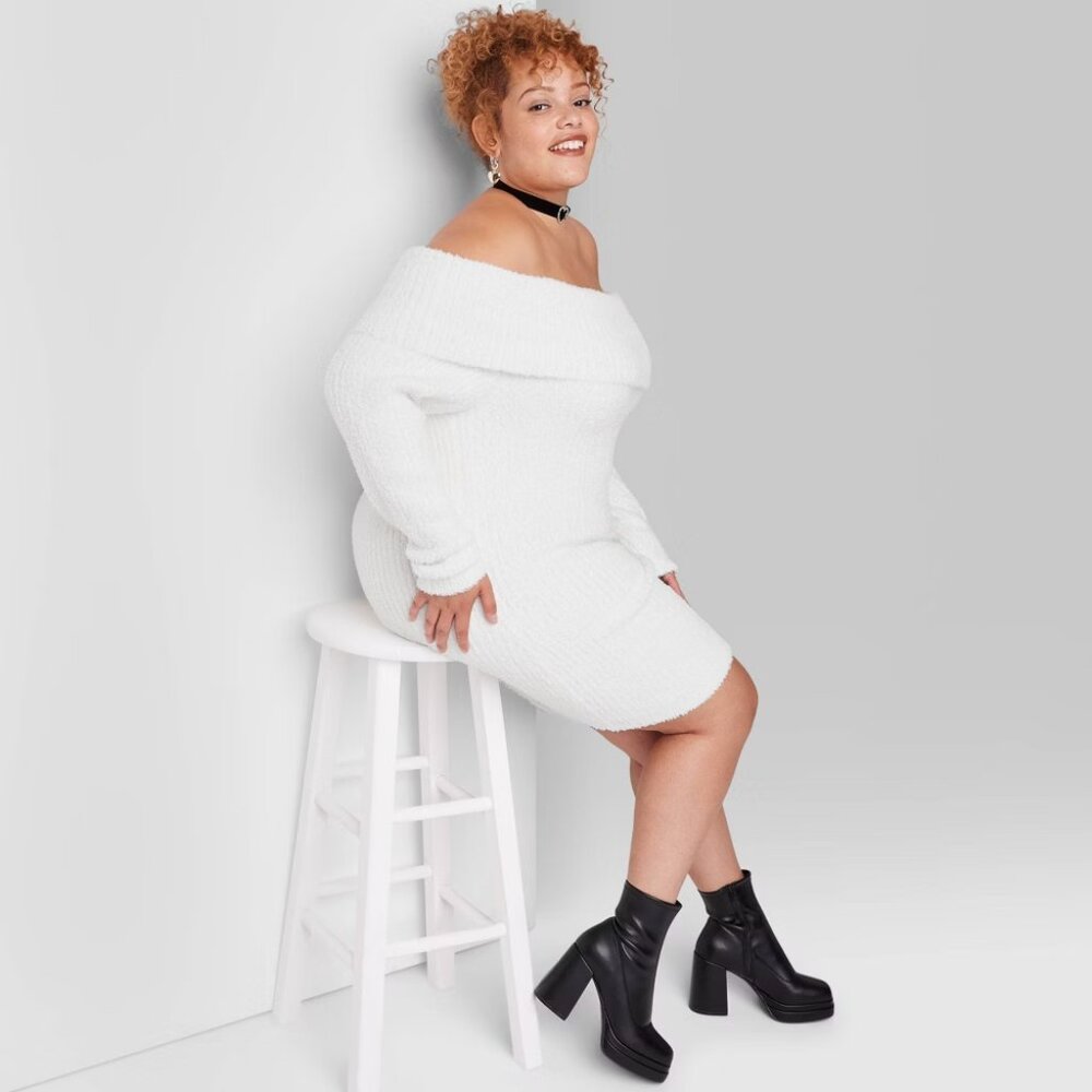New! Women's Long Sleeve Mini Sweater Dress - Wild Fable™ Off-White